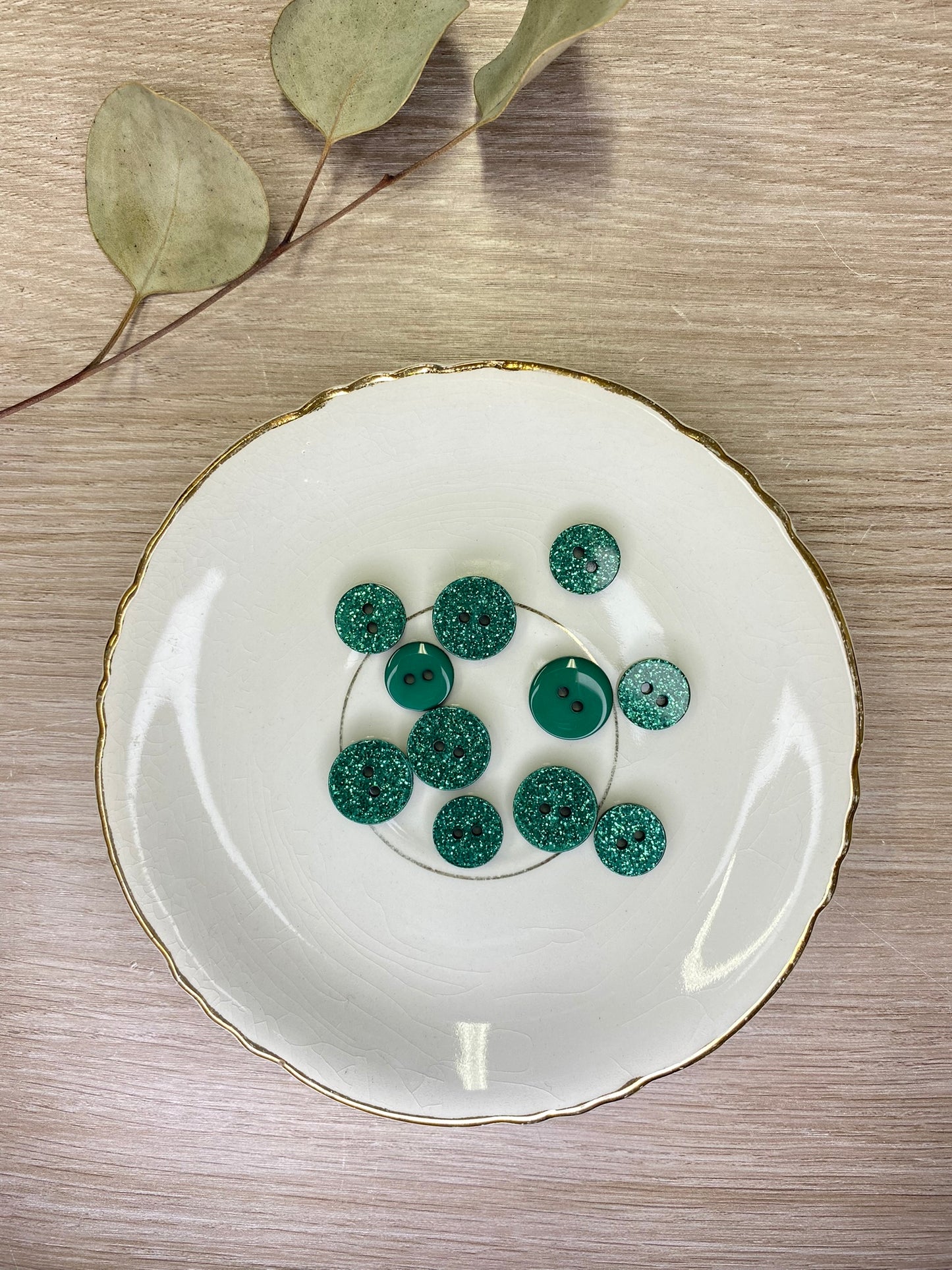 bouton pailleté vert