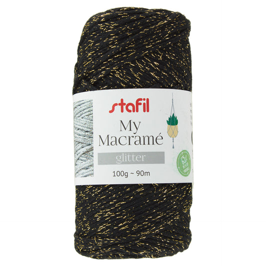 fil macramé brillant 2 mm noir