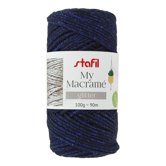 fil macramé brillant 2 mm bleu nuit