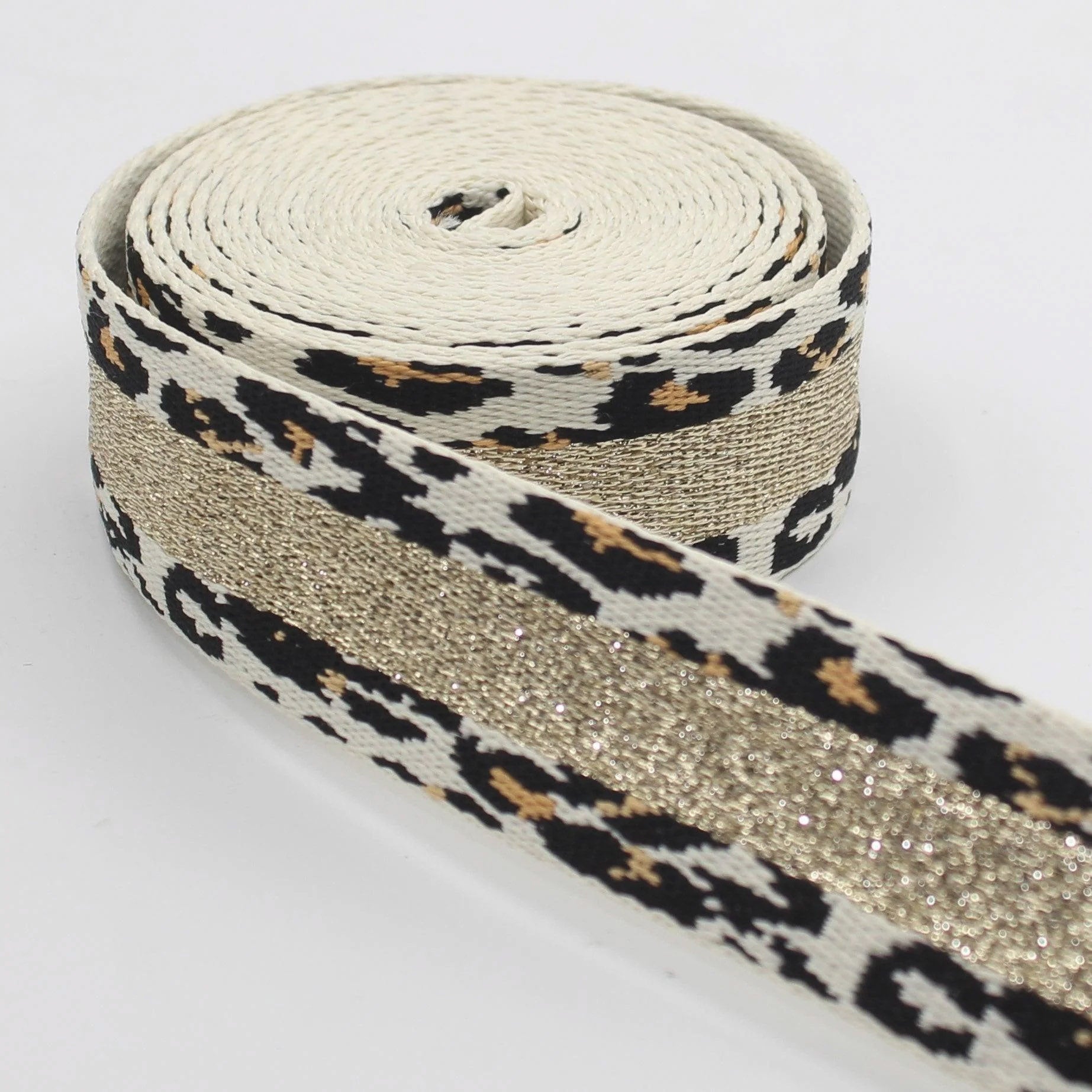 sangle 36 mm léopard et lurex