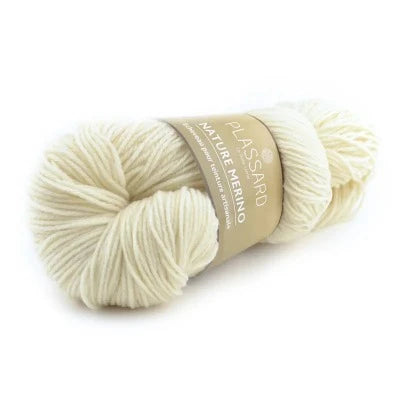 plassard - nature merino - 100% merinos français - aiguilles 3.5 - fil prêt à teindre